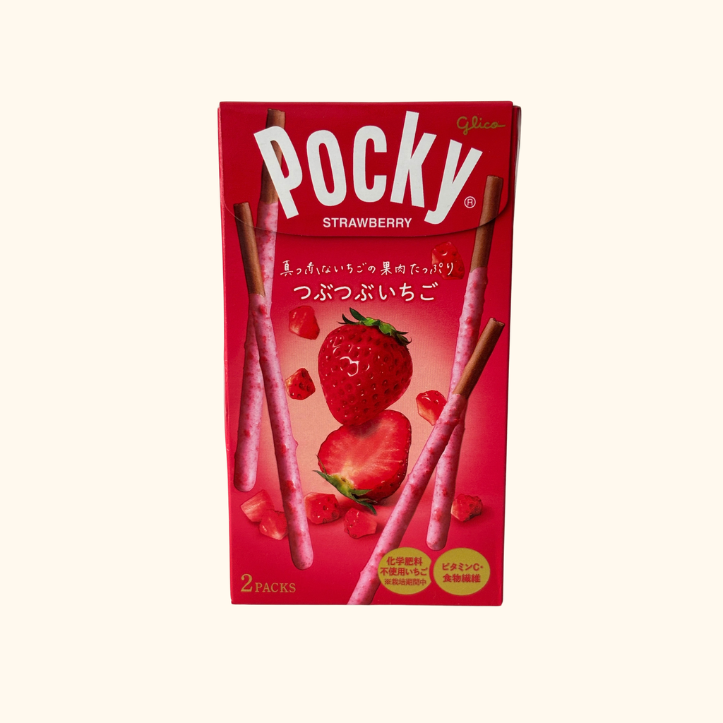 Glico Pocky (JP) Chocolate Biscuit Stick - Tsubu Tsubu Strawberry 55g