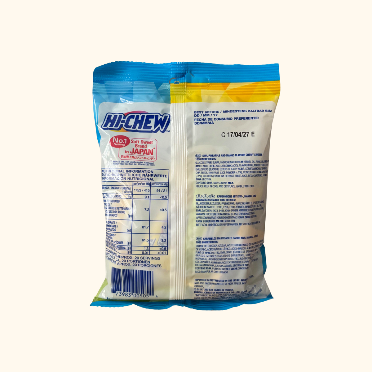Morinaga Hi-Chew Chewy Fruit Candy in Bag - Tropical Mix 100g